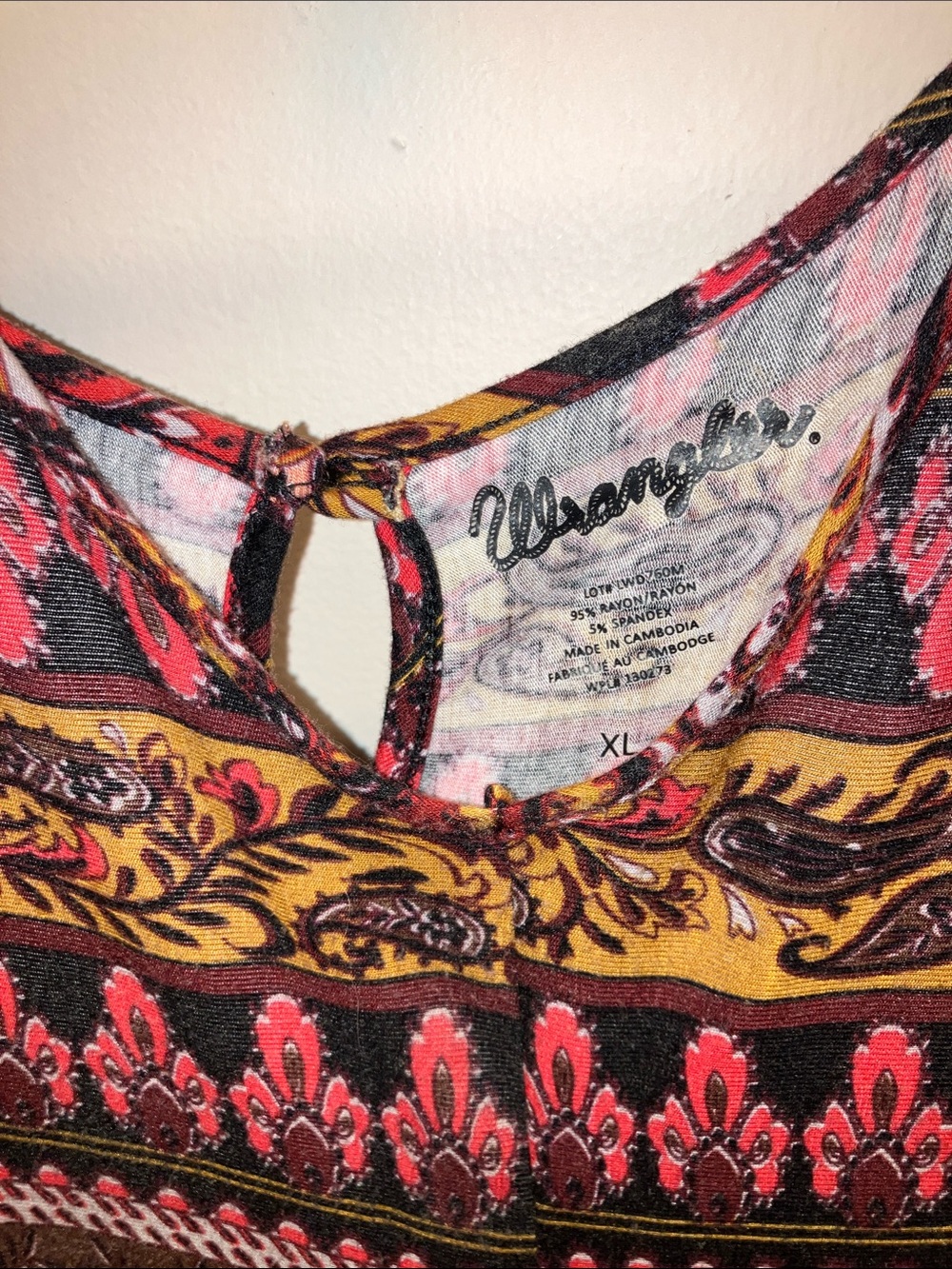 Wrangler Paisley Maxi Dress in Burgundy, Mustard and Black XL - Picture 2 of 4